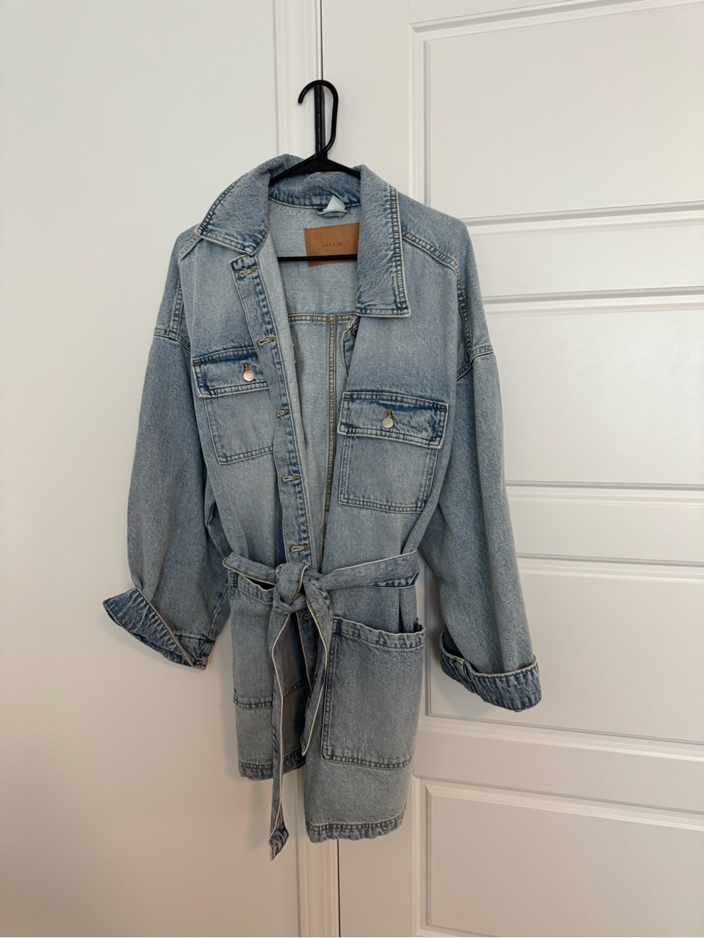 H&M Light Blue Denim Jacket with Tie Belt